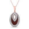 Image 1 : Womens Round Red Color Enhanced Diamond Oval Pendant 1/5 Cttw 10kt Rose Gold - REF-14Y9N