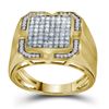 Image 1 : Mens Princess Diamond Cluster Ring 1 Cttw 10kt Yellow Gold - REF-78A5M