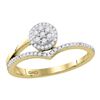 Image 1 : Womens Round Diamond Cluster Chevron Fashion Ring 1/4 Cttw 10kt Yellow Gold - REF-18W5K