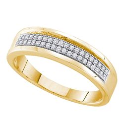 Womens Round Diamond Pave Band Ring 1/6 Cttw 10kt Yellow Gold - REF-16W9K
