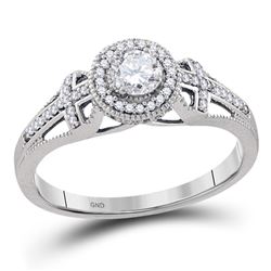 Round Diamond Bridal Wedding Engagement Anniversary Ring 3/8 Cttw 10k White Gold - REF-48K5Y