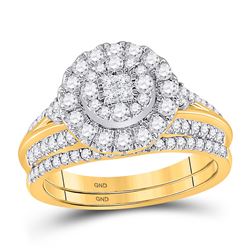 Princess Diamond Bridal Wedding Ring Band Set 1 Cttw 14kt Yellow Gold - REF-90M5H