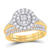 Image 1 : Princess Diamond Bridal Wedding Ring Band Set 1 Cttw 14kt Yellow Gold - REF-90M5H