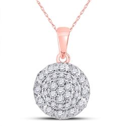 Womens Round Diamond Flower Cluster Pendant 1/3 Cttw 14kt Rose Gold - REF-21N5F