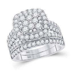 Round Diamond Bridal Wedding Ring Band Set 2 Cttw 14kt White Gold - REF-140F9W