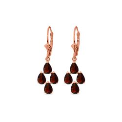 Genuine 4.5 ctw Garnet Earrings 14KT Rose Gold - REF-41K2V