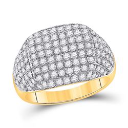 Mens Round Diamond Fashion Ring 2-1/4 Cttw 10kt Yellow Gold - REF-120K5Y