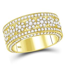 Mens Round Diamond Cluster Band Ring 2-5/8 Cttw 14kt Yellow Gold - REF-175F5W