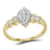 Image 1 : Womens Round Diamond Marquise-shape Cluster Ring 1/4 Cttw 10kt Yellow Gold - REF-12X9A