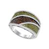 Image 1 : Womens Round Green Color Enhanced Diamond Cluster Ring 3/4 Cttw 10kt White Gold - REF-54K5Y