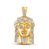 Image 1 : Mens Diamond Jesus Face Charm Pendant 1/2 Cttw 10k Yellow Gold - REF-93R9X