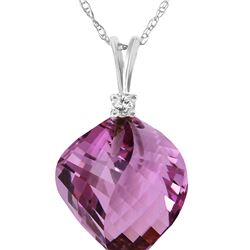 Genuine 10.80 ctw Amethyst & Diamond Necklace 14KT White Gold - REF-29T3A