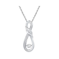 Womens Round Diamond Moving Twinkle Solitaire Infinity Pendant 1/6 Cttw 10kt White Gold - REF-17Y5N