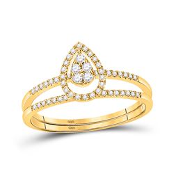 Round Diamond Bridal Wedding Ring Band Set 1/5 Cttw 14kt Yellow Gold - REF-24H5R