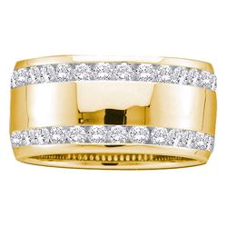 Womens Round Diamond Double Row Eternity Wedding Band 1 Cttw 14kt Yellow Gold - REF-87A5M