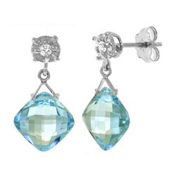 Genuine 17.56 ctw Blue Topaz & Diamond Earrings 14KT White Gold - REF-48Y3F