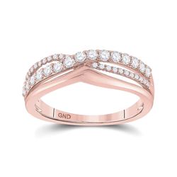 Womens Round Diamond Band Ring 1/2 Cttw 10kt Rose Gold - REF-32N5F