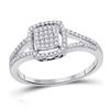 Image 1 : Womens Round Diamond Square Cluster Split-shank Ring 1/4 Cttw 10kt White Gold - REF-16W9K