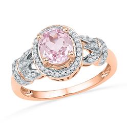 Womens Oval Morganite Diamond Solitaire Ring 1 Cttw 10kt Rose Gold - REF-34Y5N