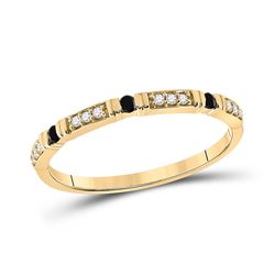 Womens Round Black Color Enhanced Diamond Band Ring 1/10 Cttw 10kt Yellow Gold - REF-10W5K