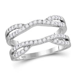 Womens Round Diamond Wedding Wrap Ring Guard Enhancer 1/2 Cttw 14kt White Gold - REF-53A5M