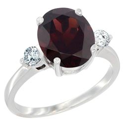 2.60 CTW Garnet & Diamond Ring 14K White Gold - REF-70A9X