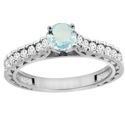 0.72 CTW Aquamarine & Diamond Ring 14K White Gold - REF-63X5M