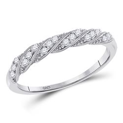 Womens Round Diamond Stackable Band Ring 1/8 Cttw 10kt White Gold - REF-13K9Y