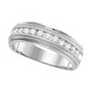 Image 1 : Mens Round Diamond Wedding Single Row Band Ring 1 Cttw 14kt White Gold - REF-109M5H