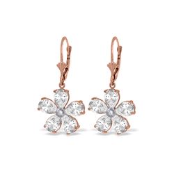 Genuine 4.43 ctw White Topaz & Diamond Earrings 14KT Rose Gold - REF-49T8A