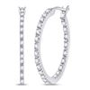 Image 1 : Womens Round Diamond Slender Single Row Hoop Earrings 1/4 Cttw 10kt White Gold - REF-24M9H