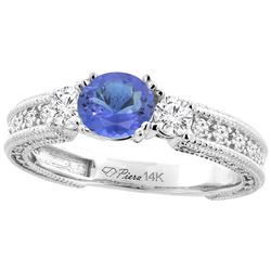 1.39 CTW Tanzanite & Diamond Ring 14K White Gold - REF-91M5A