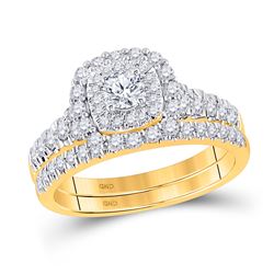 Round Diamond Bridal Wedding Ring Band Set 1 Cttw 10kt Yellow Gold - REF-68M5H