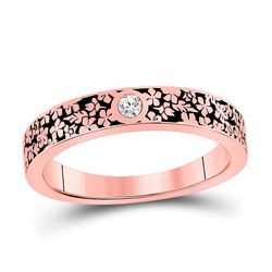 Womens Round Diamond Floral Anniversary Ring 1/20 Cttw 14kt Rose Gold - REF-21F5W