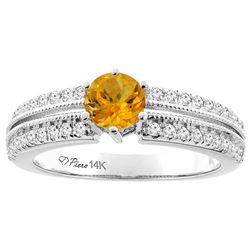 1.10 CTW Citrine & Diamond Ring 14K White Gold - REF-66M9A