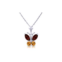 Genuine 0.60 ctw Garnet & Citrine Necklace 14KT White Gold - REF-23W5Y