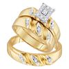 Image 1 : His Hers Round Diamond Cluster Matching Wedding Set 1/4 Cttw 10kt Yellow Gold - REF-41H5R