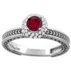 Image 1 : 0.85 CTW Ruby & Diamond Ring 14K White Gold - REF-53V7R