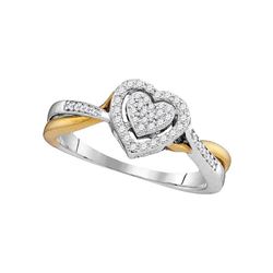 Womens Round Diamond Heart Ring 1/5 Cttw 10kt Two-tone Gold - REF-20Y5N