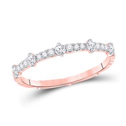 Womens Round Diamond 5-Stone Stackable Band Ring 1/4 Cttw 10kt Rose Gold - REF-18M5H