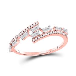 Womens Baguette Diamond Bypass Band Ring 1/3 Cttw 14kt Rose Gold - REF-30W9K