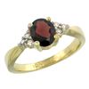 Image 1 : 1.06 CTW Garnet & Diamond Ring 10K Yellow Gold - REF-28Y4V