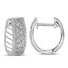 Image 1 : Womens Round Channel-set Diamond Hoop Earrings 5/8 Cttw 10kt White Gold - REF-36N9F