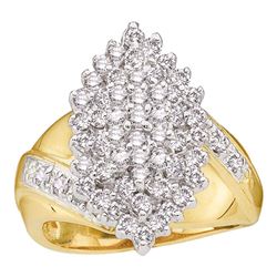 Womens Round Diamond Marquise-shape Cluster Ring 1 Cttw 10kt Yellow Gold - REF-49M9H