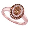 Image 1 : Womens Round Brown Diamond Oval Cluster Ring 1/4 Cttw 10kt Rose Gold - REF-21K9Y