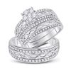 Image 1 : His Hers Round Diamond Cluster Matching Wedding Set 1 Cttw 10kt White Gold - REF-76M5H