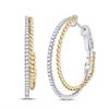 Image 1 : Womens Round Diamond Hoop Earrings 1/2 Cttw 14kt Two-tone Gold - REF-76F5W