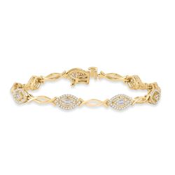 Womens Baguette Diamond Fashion Bracelet 1 Cttw 14kt Yellow Gold - REF-109R5X