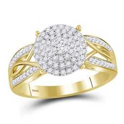 Womens Round Diamond Circle Cluster Ring 3/8 Cttw 10kt Yellow Gold - REF-27F9W