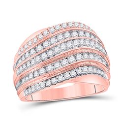 Womens Round Diamond Fashion Band Ring 1 Cttw 14kt Two-tone Gold - REF-93M9H
